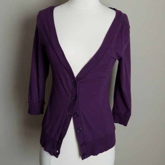 Purple 3/4 sleeve cardigan - Picture 1 of 7